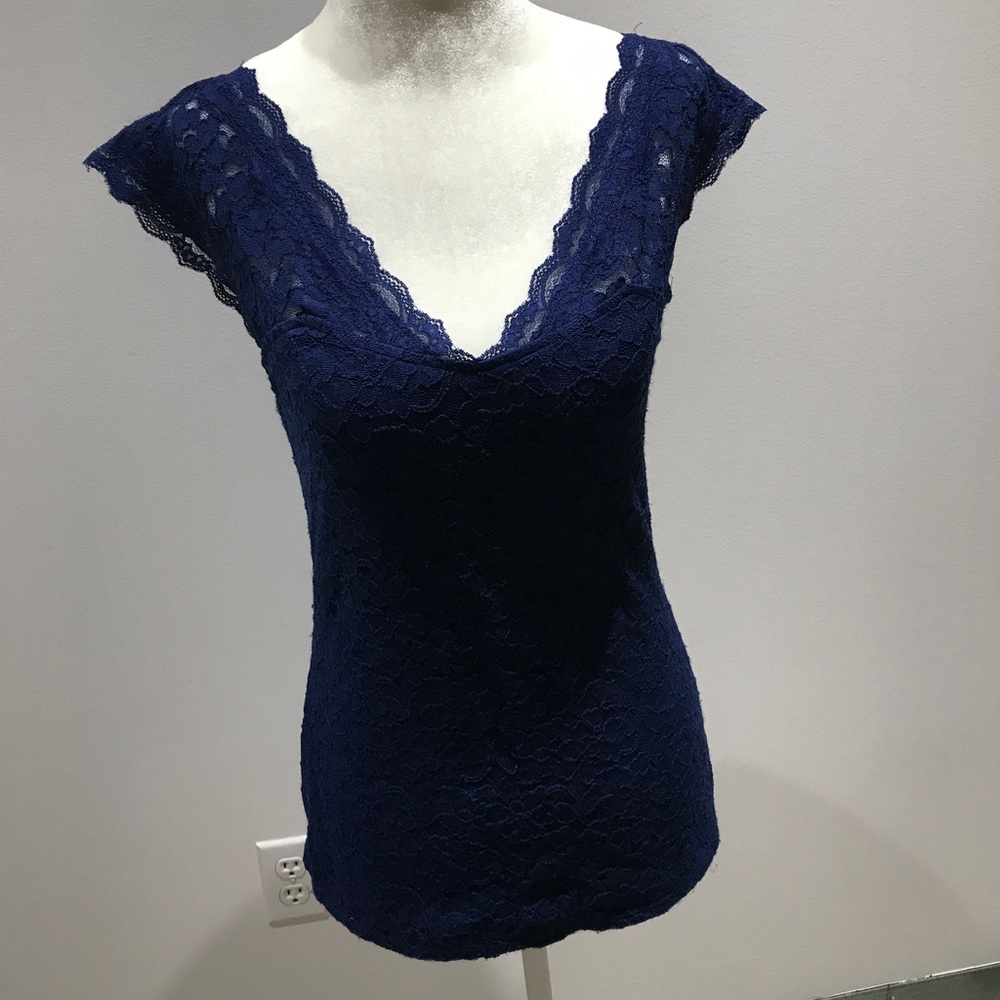 Cobalt Blue Express Stretch Lace Top